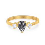 Pear Teardrop Natural Stone Trio Ring
