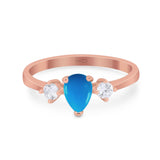 Pear Teardrop Natural Stone Trio Ring