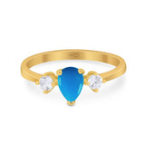 Pear Teardrop Natural Stone Trio Ring