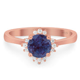 Art Deco Round Natural Stone Floral Ring