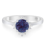 Art Deco Round Natural Stone Floral Ring