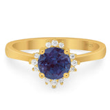 Art Deco Round Natural Stone Floral Ring