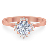 Art Deco Round Natural Stone Floral Ring