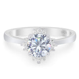 Art Deco Round Natural Stone Floral Ring