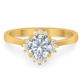 Art Deco Round Natural Stone Floral Ring