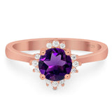 Art Deco Round Natural Stone Floral Ring