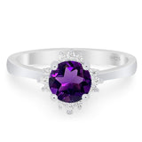 Art Deco Round Natural Stone Floral Ring