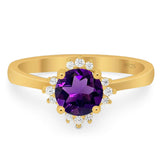 Art Deco Round Natural Stone Floral Ring