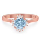 Art Deco Round Natural Stone Floral Ring