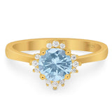 Art Deco Round Natural Stone Floral Ring