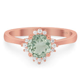 Art Deco Round Natural Stone Floral Ring