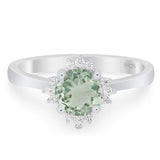 Art Deco Round Natural Stone Floral Ring