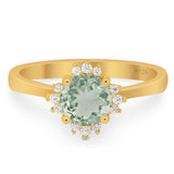 Art Deco Round Natural Stone Floral Ring