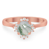 Art Deco Round Natural Stone Floral Ring