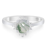 Art Deco Round Natural Stone Floral Ring