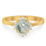 Art Deco Round Natural Stone Floral Ring