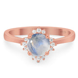 Art Deco Round Natural Stone Floral Ring