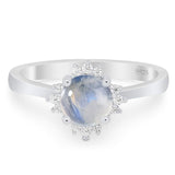 Art Deco Round Natural Stone Floral Ring