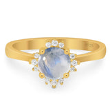 Art Deco Round Natural Stone Floral Ring