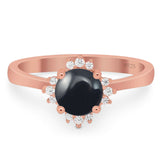 Art Deco Round Natural Stone Floral Ring