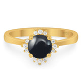 Art Deco Round Natural Stone Floral Ring