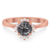 Art Deco Round Natural Stone Floral Ring