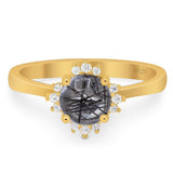 Art Deco Round Natural Stone Floral Ring