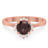 Art Deco Round Natural Stone Floral Ring