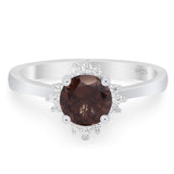 Art Deco Round Natural Stone Floral Ring