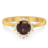 Art Deco Round Natural Stone Floral Ring