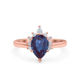 Pear Teardrop Natural Stone Floral Ring