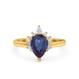 Pear Teardrop Natural Stone Floral Ring