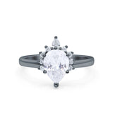 Pear Teardrop Natural Stone Floral Ring