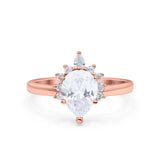 Pear Teardrop Natural Stone Floral Ring