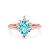 Teardrop Art Deco Pear Wedding Engagement Ring Round CZ 925 Sterling Silver
