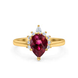 Teardrop Art Deco Pear Wedding Engagement Ring Round CZ 925 Sterling Silver
