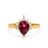 Teardrop Art Deco Pear Wedding Engagement Ring Round CZ 925 Sterling Silver