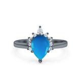 Pear Teardrop Natural Stone Floral Ring