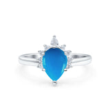 Pear Teardrop Natural Stone Floral Ring