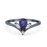 Pear Teardrop Natural Stone Chevron Ring