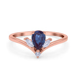 Pear Teardrop Natural Stone Chevron Ring