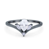 Pear Teardrop Natural Stone Chevron Ring