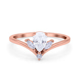 Pear Teardrop Natural Stone Chevron Ring