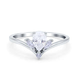 Art Deco Pear Teardrop Moissanite Chevron Ring 925 Sterling Silver