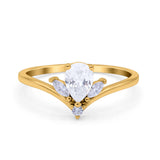 Pear Teardrop Natural Stone Chevron Ring