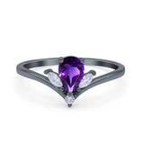 Pear Teardrop Natural Stone Chevron Ring