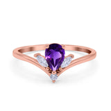 Pear Teardrop Natural Stone Chevron Ring