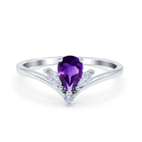 Pear Teardrop Natural Stone Chevron Ring