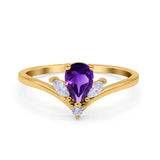 Pear Teardrop Natural Stone Chevron Ring