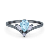 Pear Teardrop Natural Stone Chevron Ring